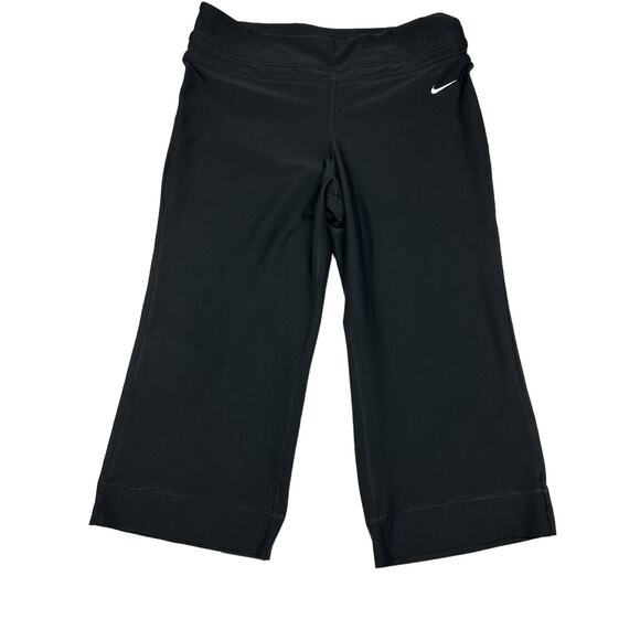 Nike Leggings Womens Small Black Dri-Fit Crop Running Workout Gym Activewear - Picture 1 of 8